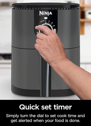 Ninja AF080 Mini Air Fryer, 2 Quarts Capacity, Compact, Nonstick, with Quick Set Timer, Grey