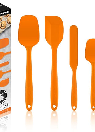 OVENTE Silicone Spatula Set of 5, Food Grade Rubber Spatula with High Heat Resistant, BPA-Free and Dishwasher Safe, Nonstick Kitchen Utensils for Baking, Cooking and Mixing, Orange SP12305O