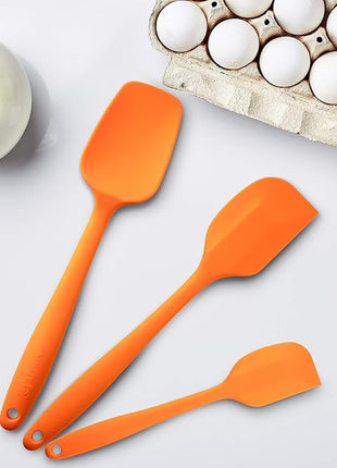 Silicone Spatula 3-piece Set, Ergonomic Handle High Heat-Resistant Spatulas, Non-stick Rubber Spatulas with Stainless Steel Core, Orange