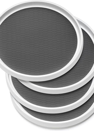 12-Inch Non-Skid Turntable Lazy Susan Organizer [4 Pack] - Spinning Rack for Cabinet Table Top, Pantry Organization Storage, Kitchen, Fridge, Vanity, Countertop, Under Sink Organizing, Spice Spinner