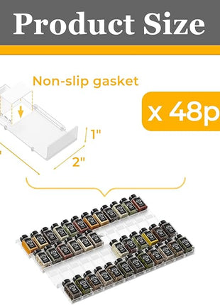 Famhap Spice Drawer Organizer, 48PCS Interlocking Expandable Seasoning Rack Tray Insert for Kitchen Drawers, Spice Rack Drawer for Spice Jars