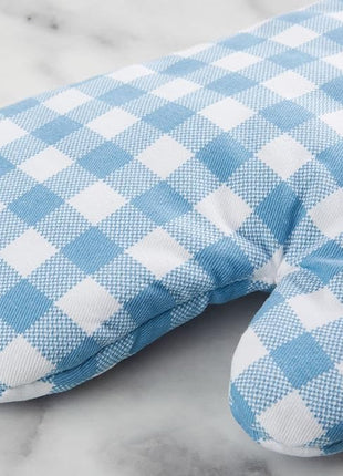 KitchenAid Gingham Oven Mitt 2-Pack Set, Blue Velvet, 7"x13"