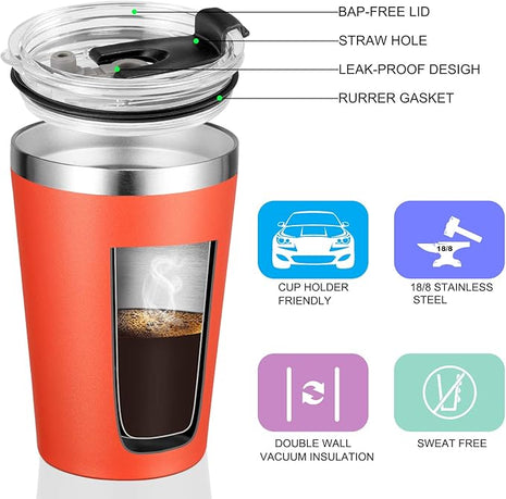 VEGOND 12oz Tumbler Stainless Steel Tumbler bulk Vacuum Insulated Double Wall Travel Tumbler with Lid and Straw Reusable Tumbler, Brick Red 12 Pack