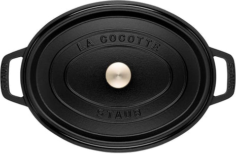 Staub La Cocotte Oval 40500-231 Staub Pico Cocotte Oval Black 9.1 inches (23 cm) Both Handed Casting, Enameled Pot, Induction Compatible