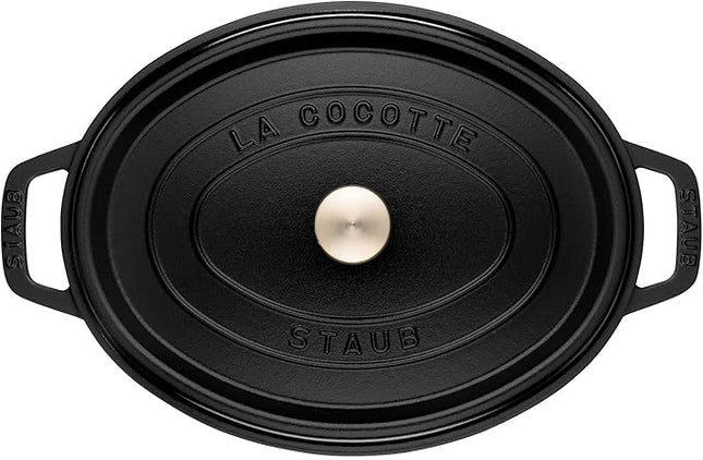 Staub La Cocotte Oval 40500-231 Staub Pico Cocotte Oval Black 9.1 inches (23 cm) Both Handed Casting, Enameled Pot, Induction Compatible