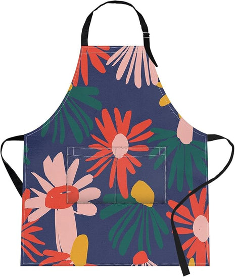 Britimes Floral Flower Spring Leaf Apron Home Kitchen Cooking Baking Gardening for Women Men with Pockets 32x28 inch