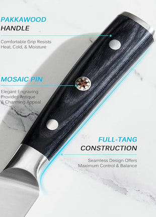 KYOKU 5" Kitchen Utility Knife, Samurai Series Chef Knife with Pakkawood Handle & Mosaic Pin, Japanese High Carbon Steel Knife, Full Tang Kitchen Knife for Vegetable Fruit Herb with Sheath and Case