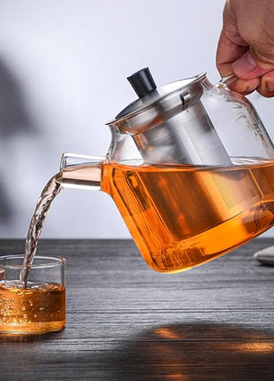 50OZ Glass Teapot With Infuser, Tea Pot for Stove Top, 1500ML Glass Tea Cup With Infuser and Lid, Microwave and Dishwasher Safe