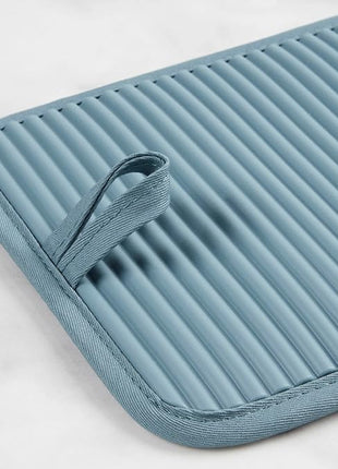 KitchenAid Ribbed Soft Silicone Pot Holder 2-Pack Set, Fog Blue, 7"x9"