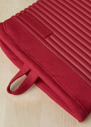 KITCHENAID Ribbed Soft Silicone Oven Mitt 2-Pack Set, 7.5"x13", Passion Red