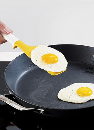 Joseph Joseph Silicone Elevate Egg Spatula with Integrated Tool Rest, White/Yellow