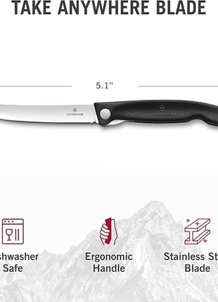 Victorinox Swiss Classic Foldable Paring Knife, Straight Edge Black 4.3 in