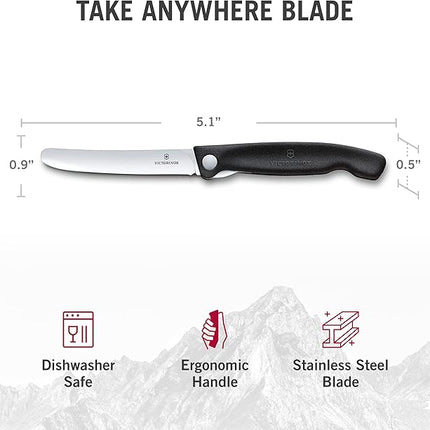 Victorinox Swiss Classic Foldable Paring Knife, Straight Edge Black 4.3 in