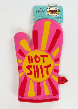 Blue Q Hot Sh*t Funny Oven Mitts - Cute Oven Mitts, Home Kitchen Gifts, Cooking Accessories, Super-Insulated Quilting, Comfy Natural-Fitting Shape, Pot Holders, 100% Cotton, Size 12.5" L x 7.5" W