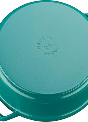STAUB Cast Iron Round Cocotte, Dutch Oven, 4-quart, serves 3-4, Made in France, Turquoise