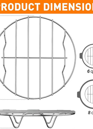 TamBee 8 Inch Cooking Rack Round 304 Stainless Steel Cooling Racks Baking and Cooling Steaming Rack w Stand Cookware for Air Fryer Pressure Cooker Canning 2Pcs