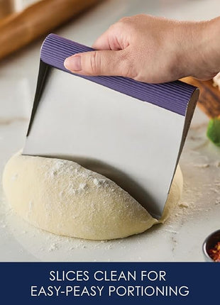 Rachael Ray Tools and Gadgets Stainless Steel Pastry Scraper / Bench Scrape / Kitchen Tool for Baking and Cooking / Dishwasher Safe, Purple