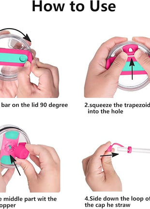 Silicone Spill Stopper Set Compatible with Stanley Cup 2.0 30oz & 40oz with Straw Cover (Set of 2, Passion Pink)