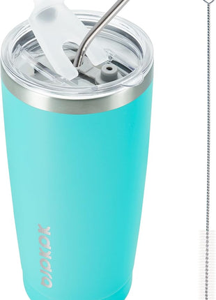 BJPKPK 20 oz Tumbler With Lid And Straw Stainless Steel Ice Coffee Tumblers Vacuum Insulated Travel Thermal Cup,Turquoise