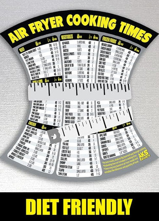 Air Fryer Cooking Times Chart Magnet - Extra Large Easy to Read Airfryer Magnetic Cheat Sheet - Healthy Airfryers Cookbook Accessory Liners Food Kitchen Conversion - Air Fryer Oven Accessories (Grey)