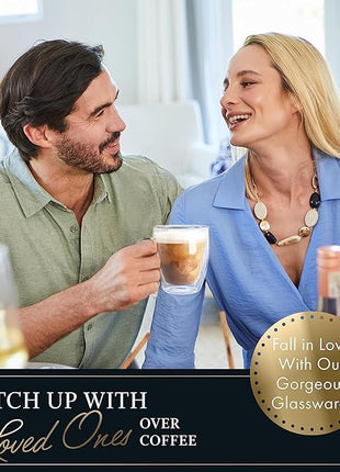 Elixir 16 oz Large Double Wall Coffee Mug Set of 2 - Double Wall Glass Coffee Cup - Large Mug - Insulated Glass Mugs with Handle for Hot Drinks Tea