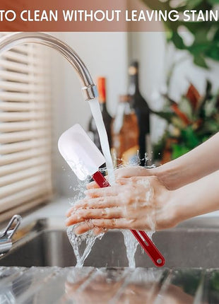 Norme 4 Pcs High Temp Silicone Spatulas Heat Resistant Rubber Spatula Commercial Silicone Scraper with Handle for Kitchen Cook Baking Mixing Utensil, Dishwasher Safe (14 Inch,16.5 Inch)