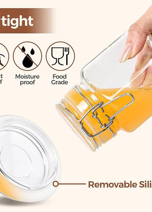 ComSaf Small Glass Jars with Airtight Lid Set of 6, Spice Jars 8 oz, Mason Jars 8 oz, Small Canning Jar, 8oz Jars with Lids for Kitchen, Jam, Jelly, Honey, Herb, Candy, Beans, Dessert, Sugar, Parfait