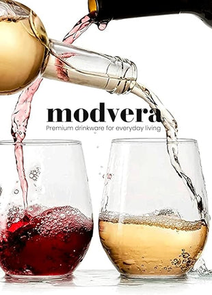 Stemless Wine Glass, Red & White 18oz Stemless Wine Glass Set of 6, Drink Glasses with Durable Chip Resistant Rim, Large Wine Glasses for Enhanced Aeration, Wine Accessories for Parties (18oz -6Pack)