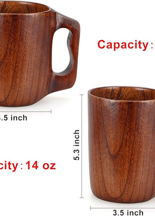 14 oz Wood Cup Coffee Mug for Men Mugs Gift Tankard Unique Small Wooden Man Cup Cool Drinking Portable Outdoor Viking Mug Fancy Cups Beer Mugs Steins Manly Unusual Father Day Men Gift
