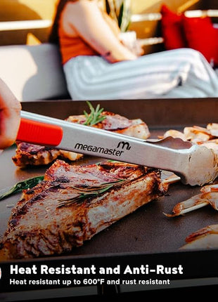 16" Extra-Long Stainless Steel Grill Tongs – Premium Locking BBQ Tongs for Grilling, Cooking, Barbecue, Tailgating – Easy Grip with Hanging Hook, Model 530-0103P