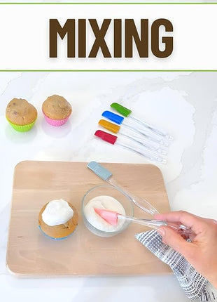 Evelots Set of 6 Mini Silicone Spatulas for Kitchen Cooking & Baking, Small Silicone Cooking Utensils, Heat Resistant BPA Free - Up To 446 Degrees