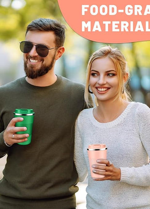 Insulated Coffee Tumblers with Flip Lid 12oz / 17oz, Stainless Steel Travel Coffee Mug Leak Proof, Vacuum Insulated Coffee Mug Reusable Cup, Keeps Cold and Hot for Coffee Tea