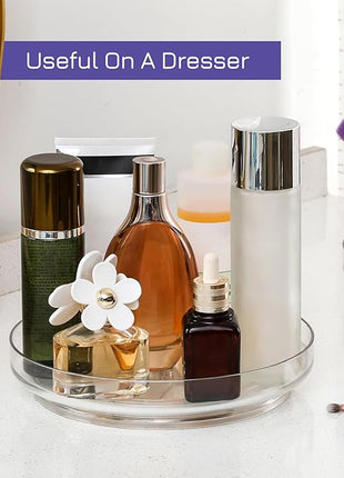 2 Pack, 10 Inch Clear Non-Skid Lazy Susan Organizers - Turntable Rack for Kitchen Cabinet, Pantry Organization and Storage, Fridge, Bathroom Closet, Vanity Countertop Makeup Organizing, Spice Rack