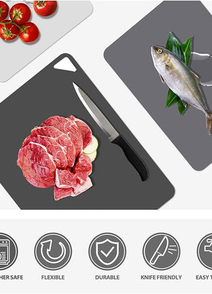 WK Flexible Plastic Cutting Boards Mats for Kitchen, Flexible Non Slip Cutting Mat, Thin Cutting Sheets, BPA Free, Dishwasher Safe, Multi Sizes