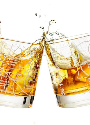 Greenline Goods Whiskey Glasses - 10 Oz Tumbler Gift Set for Nashville lovers, Etched with Nashville Map | Old Fashioned Rocks Glass - Set of 2