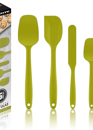 OVENTE Silicone Spatula Set of 5, Food Grade Rubber Spatula with High Heat Resistant, BPA-Free and Dishwasher Safe, Nonstick Kitchen Utensils for Baking, Cooking and Mixing, Green SP12305G