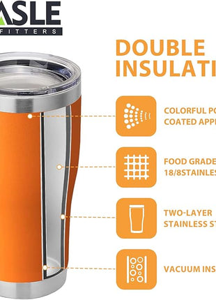 HASLE OUTFITTERS 20 oz Tumbler Bulk, Stainless Steel Tumblers with Lid, Vacuum Insulated Tumbler, Double Wall Powder Coated Cup, coffee mugs, Orange, 1 Pack
