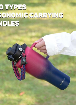 Water Bottle 40oz, Insulated Tumblers with Handle & Straw Lid, Insulated Water Bottle Fits in Cup Holder, Double Wall BPA-Free, Stainless Steel Travel Cup Leak-proof to Keep Cold 24H&Hot12H