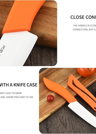 Ceramic Knife Set with Sheaths - Black 5 Piece Kitchen Set: 6" Chef, 5" Utility, 4" Fruit, 3" Paring Knife, One Peeler