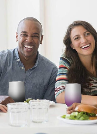 Wine Tumblers with Lid, 12 oz Stainless Steel Stemless Wine Glasses Double Wall Vacuum Travel Insulated Cup for Coffee, Drinks, Champagne, Beverage, Set of 2