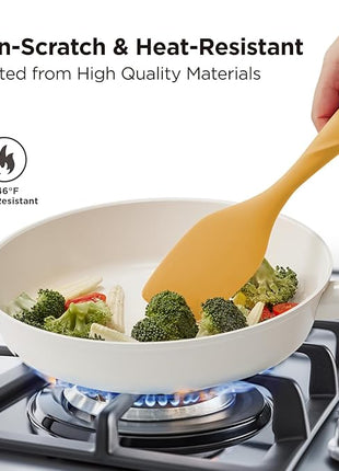 Kitchen Mama WaltzGrip Platinum Silicone Scraping Spatula: Heat Resistant, Seamless, Non Stick for Frying Pan Cookware, Safe, Flexible Bowl Scraper - Ideal for Mixing, Baking, Stirring (Yellow)
