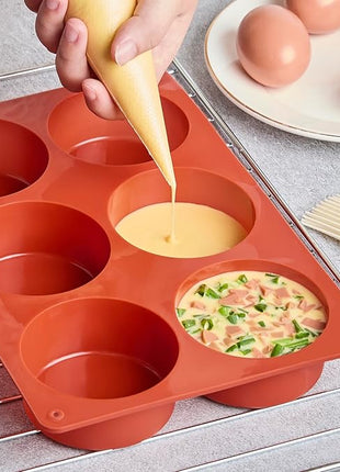 2 Pack Silicone Egg Bite Molds, Deep 3 Inch Frittata Baking Pans, Round Baking Molds for Breakfast Sandwiches, English Muffin, Hamburger Buns, Cheesecake, Dinner Rolls