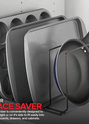 Stock Your Home Bronze (2 Pack) Steel Baking Pan Organizer Rack for Cabinet or Counter, Holder for Kitchen Cutting Boards, Pot Lids, or Cookie Sheets - Rust Proof Wire, Drying Storage