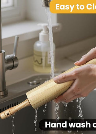 KARRYOUNG Rubber Wood Rolling Pin for Baking, Kitchen Dough Roller With Handles, Rodillo Para Masa, Rolling Pin for Dough, Pizza,Bread, Fondant & Tortilla