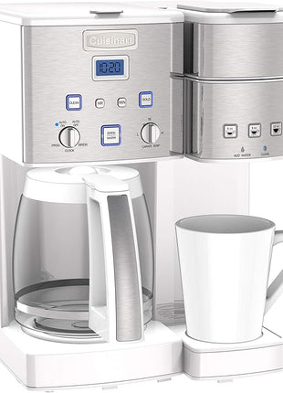 Cuisinart SS-15W Maker Coffee Center 12-Cup Coffeemaker and Single-Serve Brewer, White Stainless Steel