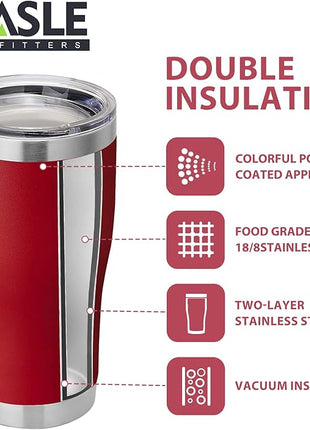 HASLE OUTFITTERS 20 oz Tumbler Bulk, Stainless Steel Tumblers with Lid, Vacuum Insulated Tumbler, Double Wall Powder Coated Cup, coffee mugs, Wine Red, 12 Pack