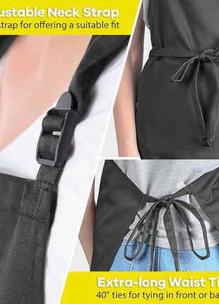 ROTANET Extra Large Apron for Men Adjustable Bib Aprons with 2 Pockets Cooking Kitchen Women Chef Water & Oil Resistant