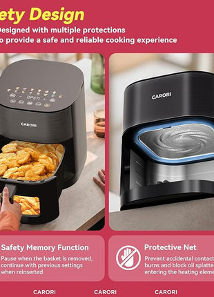 Air Fryer 14-in-1 with Viewing Window, 6Qt Large Capacity, 392℉ Max Crisp, Airfryer No Filping Dual Heating, Bake, Roast, Dehydrate, Reheat, 1700W Fast Even Easy Meals, Nonstick Dishwasher Safe Basket
