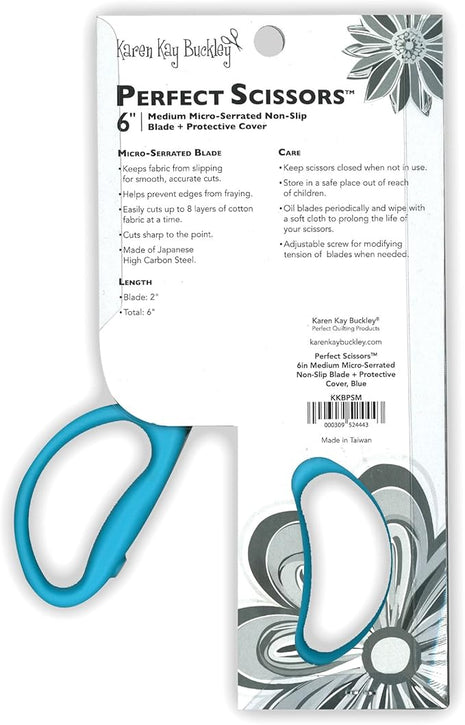 Karen Kay Buckley® Perfect Scissors™, Medium 6-inch #KKBPSM Micro-Serrated Non-Slip Blades for Appliqué, Fabric Trimming, Quilting, Sewing, Patchwork, Crafts. Sharp Blades Grip and Cut Many Layers