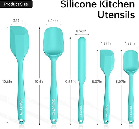 Barsone 5-Piece Silicone Spatula Set - Heat Resistant 446°F Food Grade BPA Free, Nonstick Cookware Safe Dishwasher Safe Kitchen Tools for Baking, Cooking, Stirring, Multicolor.